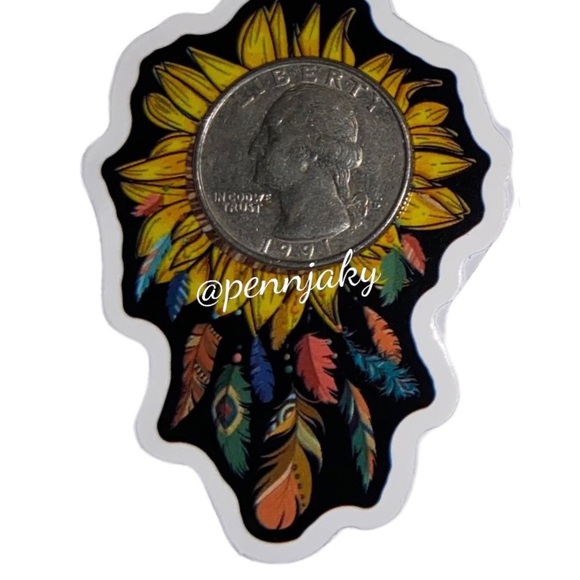SUNFLOWER sticker for water bottles laptops cards crafts laptop dreamcatcher - Picture 2 of 2